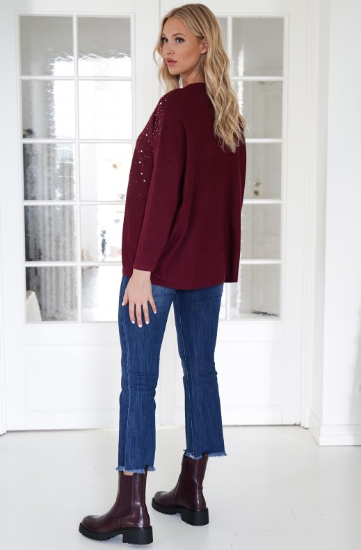 Mixed Brands - Sweater with pearls 6783 - Bordeaux