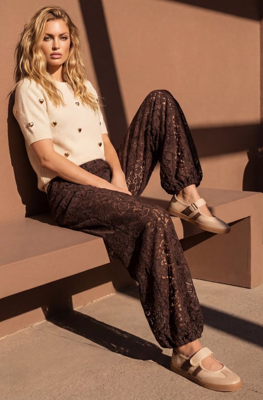 Mixed Brands - Top with hearts SH739P - Taupe