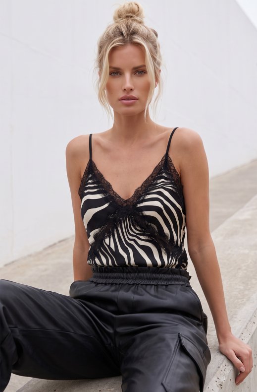 Mixed Brands - Zebra Lace Tank 80786 - Black