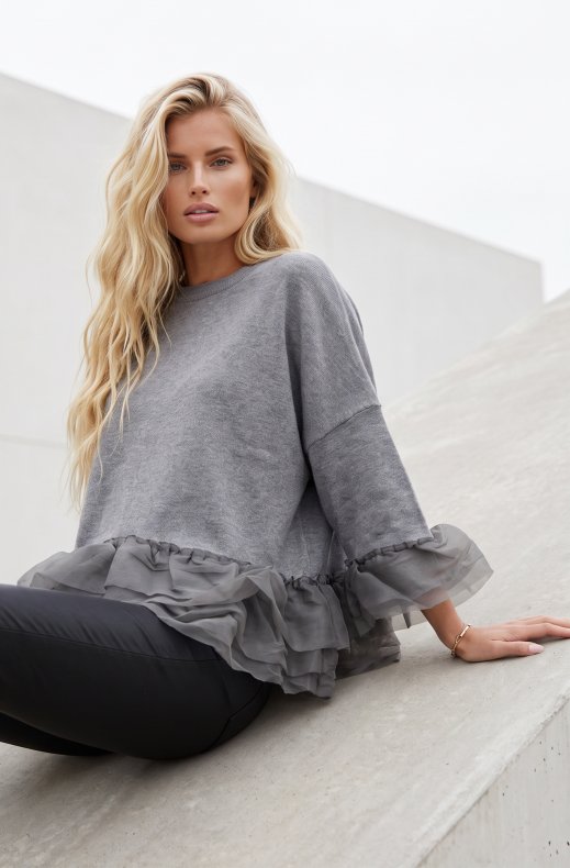 Mixed Brands - Ruffle detail top LR095768 - Grey