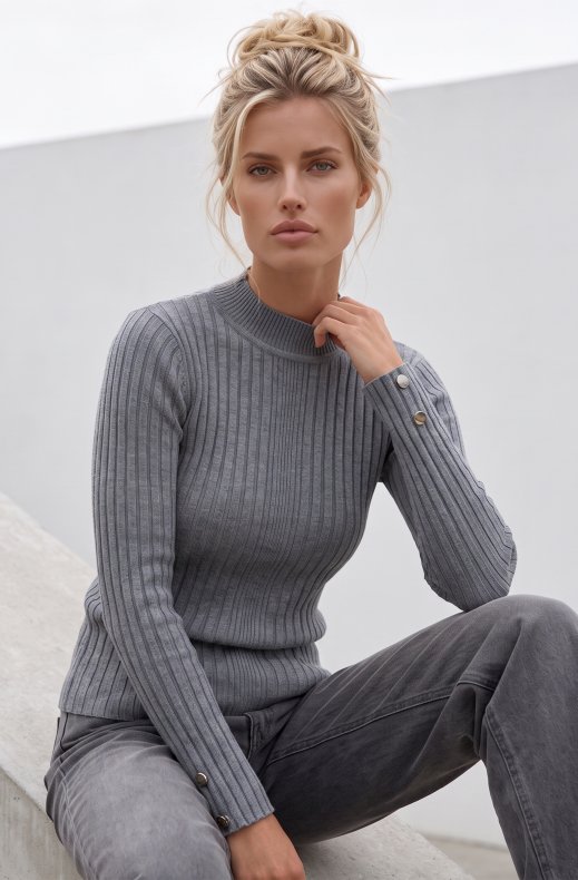 Mixed Brands - Longsleeve top with buttons LR095701 - Grey