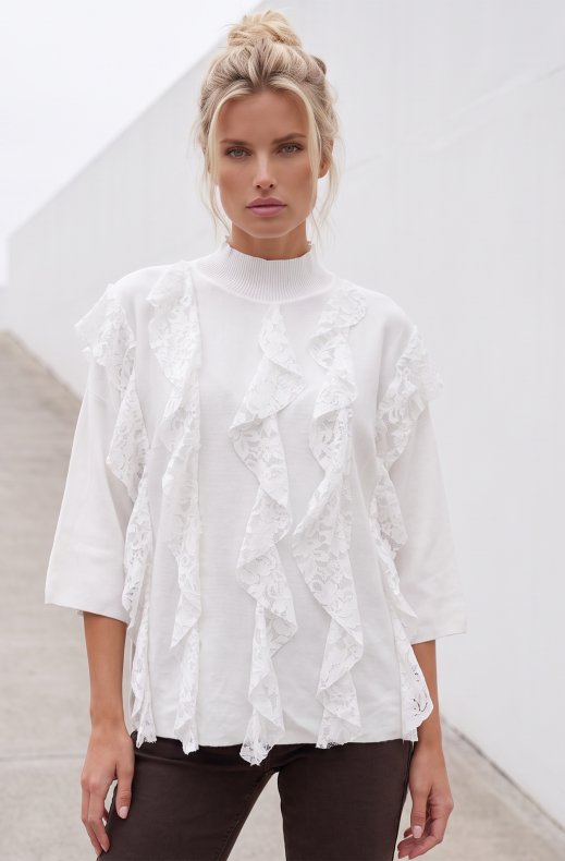 Mixed Brands - Top with lace ruffles LR095782 - White