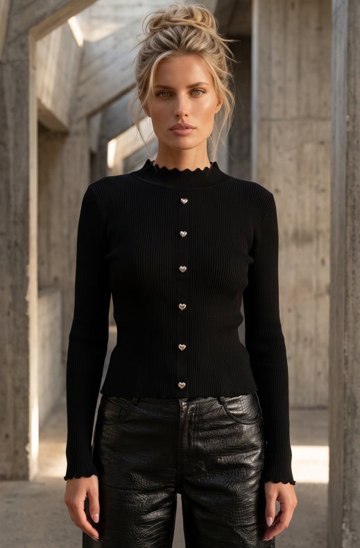 Mixed Brands - Top with Hearts AL5588 - Black