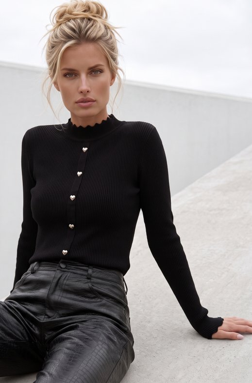Mixed Brands - Top with Hearts AL5588 - Black