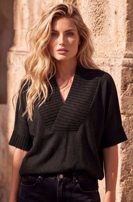 Mixed Brands - Top V-neck LR03217 - Black