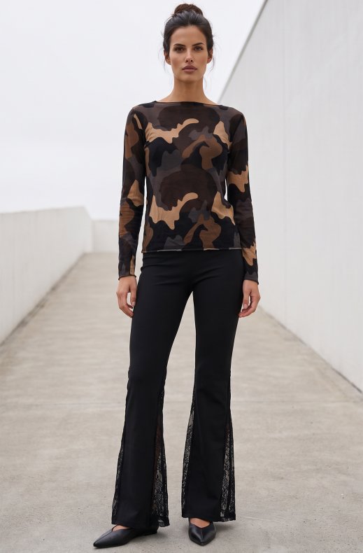 Mixed Brands - Cashmere blend top Camo R17022 - Black