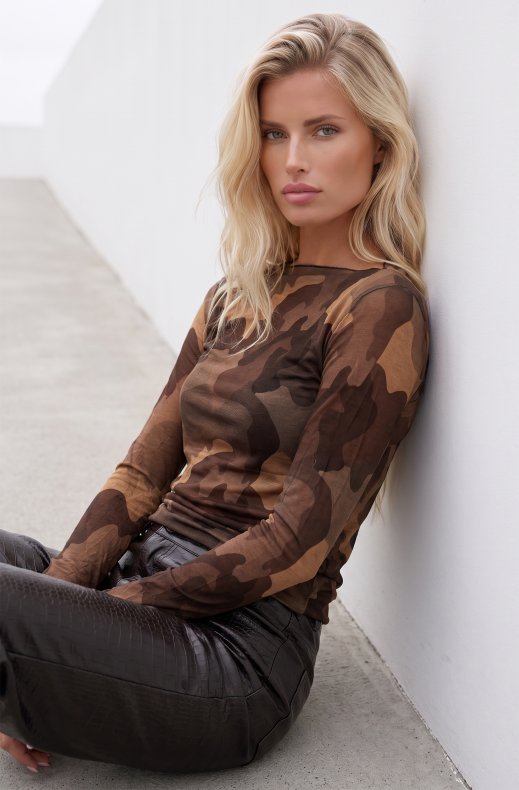 Mixed Brands - Cashmere blend top Camo R17022 - Beige