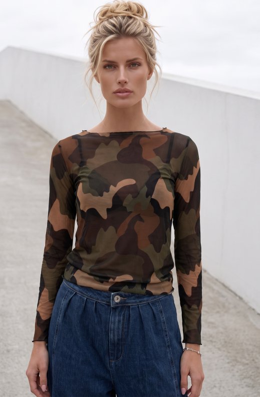 Mixed Brands - Cashmere blend top Camo R17022 - Khaki