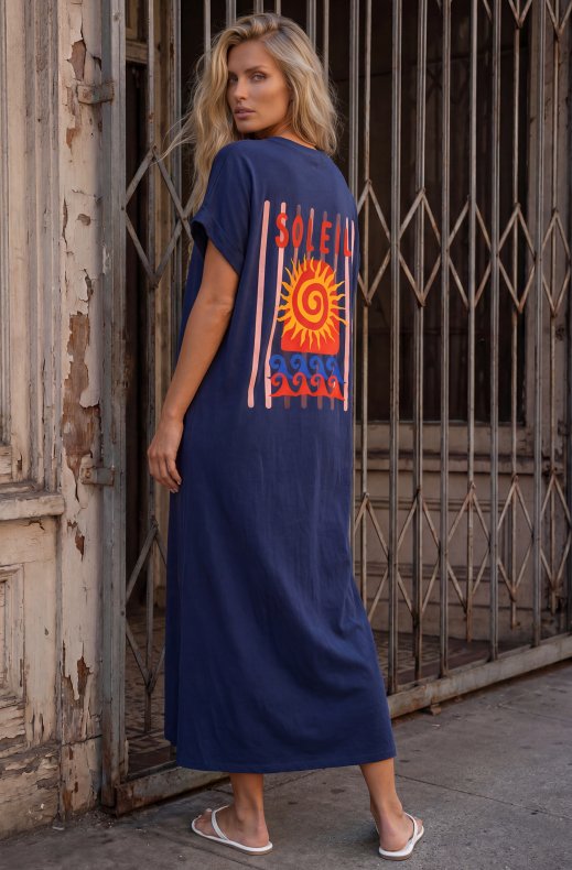 Mixed Brands - Cotton Tshirt Dress SOLEIL KS22597 - Navy