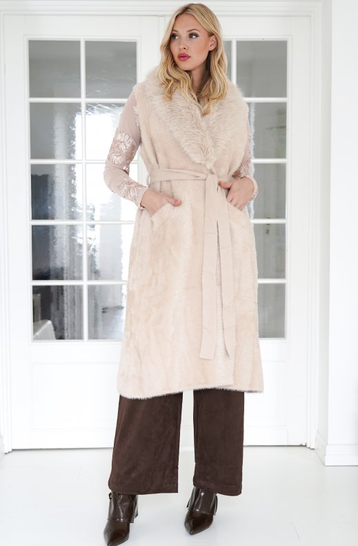 Mixed Brands - Faux Fur Vest 11292 - Beige