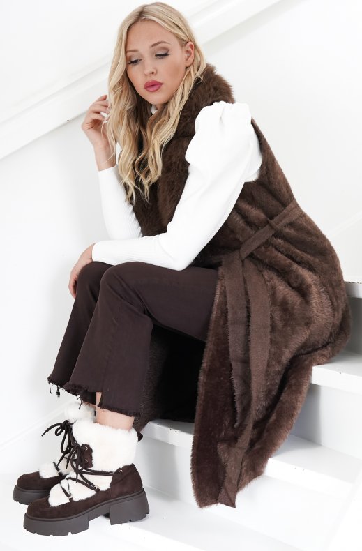Mixed Brands - Faux Fur Vest 11292 - Brown