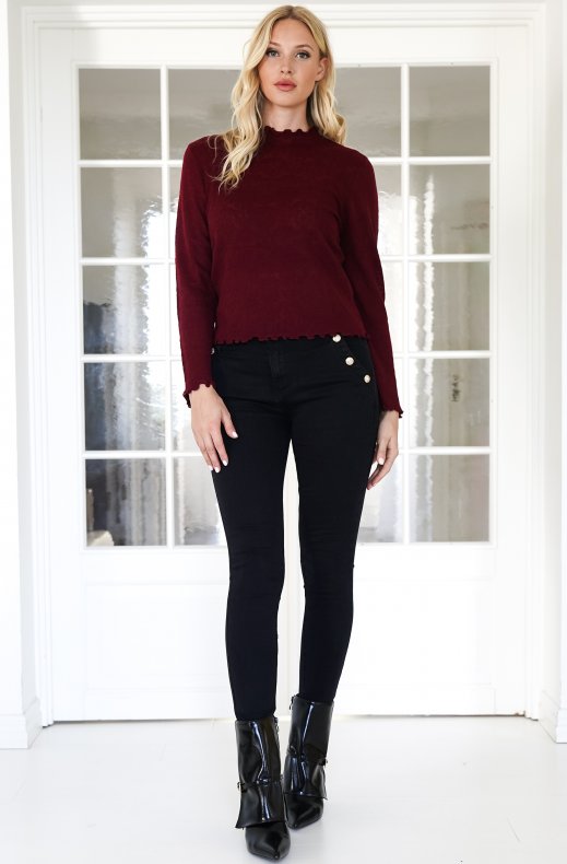 Mixed Brands - High neck lace top 20505 - Burgundy