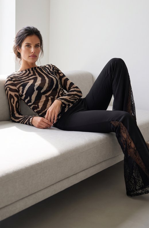 Mixed Brands - Cashmere blend top Zebra 17022 - Black-beige