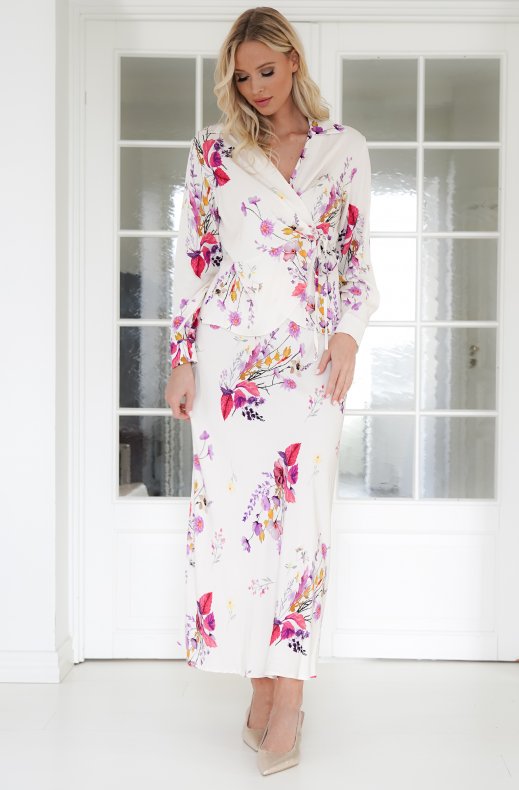 Mixed Brands - Flower Wrap Top 90294 - Ecru