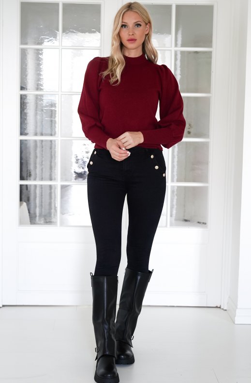 Mixed Brands - Turtleneck sweater balloon sleeves 8972 - Burgundy