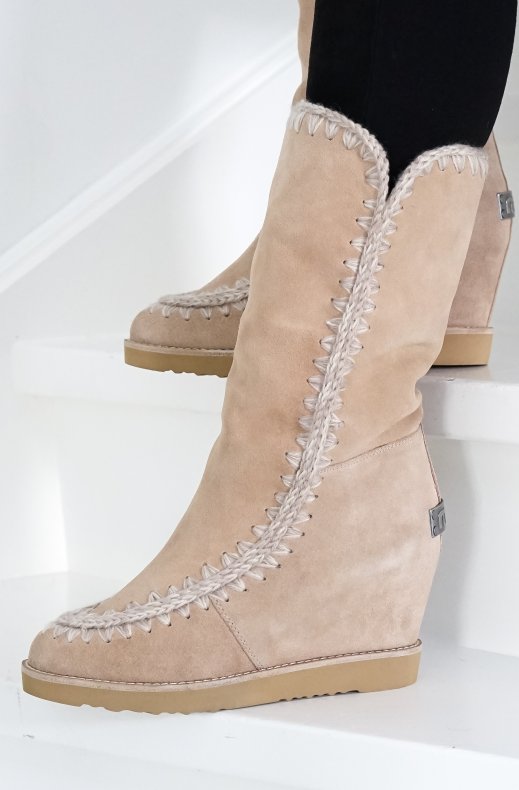 Mou - Eskimo French Toe Wedge Tall Pink