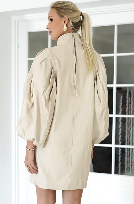 Munderingkompagniet - Aston Thin Leather Dress - Sand Shell