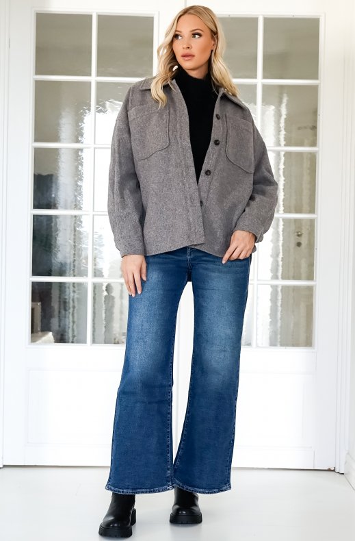 NORR - Badine Oversized Shirt Grey Melange