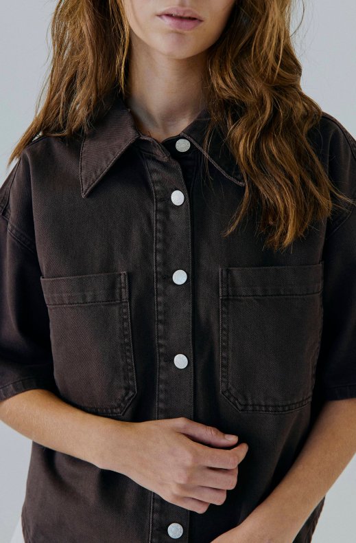 Norr - Kenzie SS Denim Shirt - Brown Washed