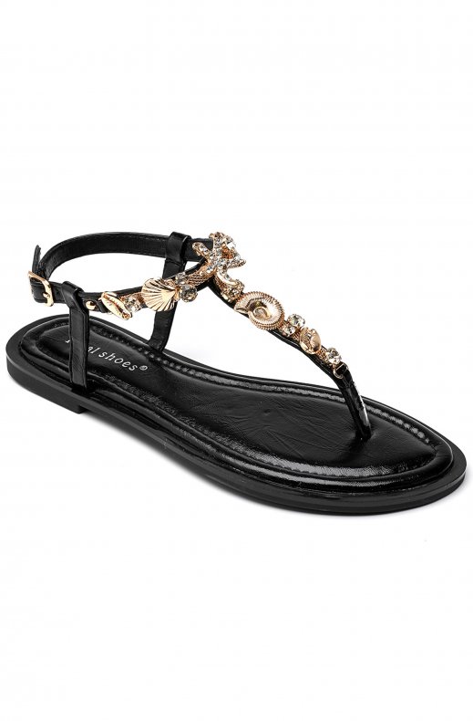 Mixed Brands - Sandal with Seashells 9807 - Black