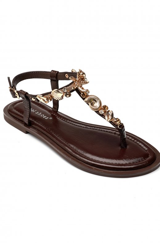 Mixed Brands - Sandal with Seashells 9807 - Brown