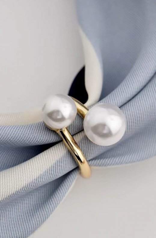 Mixed Brands - Scarf-ring Two Pearl - Gold