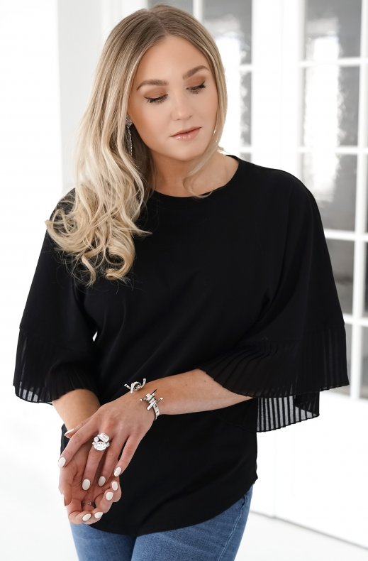 See by Chloé - Top with Pleated Sleeve - Black