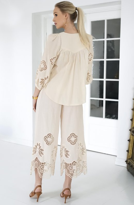 See by Chloé - Wide Pant With Lace - Beige