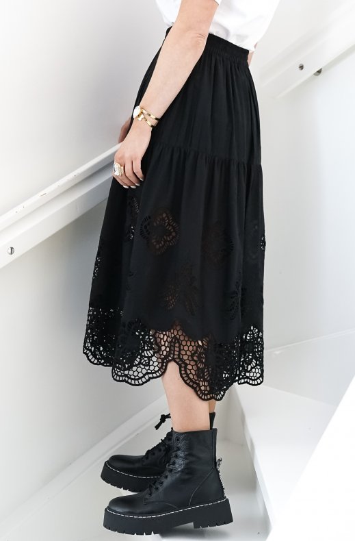 See by Chloé - Skirt with Pretty Lace Details - Macadamia Brown