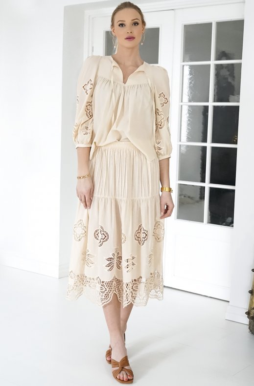 See by Chloé - Skirt with Pretty Lace Details - Macadamia Brown