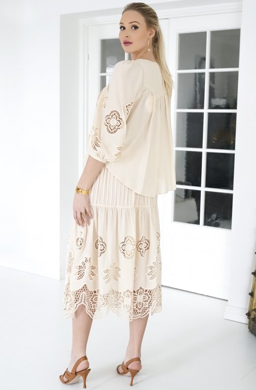See by Chloé - Skirt with Pretty Lace Details - Macadamia Brown