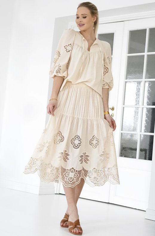 See by Chloé - Skirt with Pretty Lace Details - Macadamia Brown