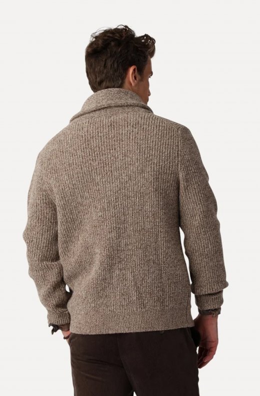 Less Worries - Shawl Collar Cardigan - Nougat Melange