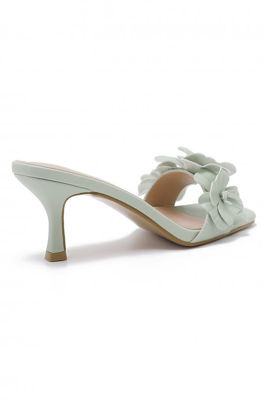 Mixed Brands - Heeled Mule with Flowers H8-1128H - Green