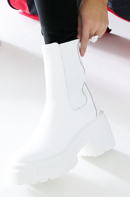 Steve Madden - Ballistic Bootie White Leather