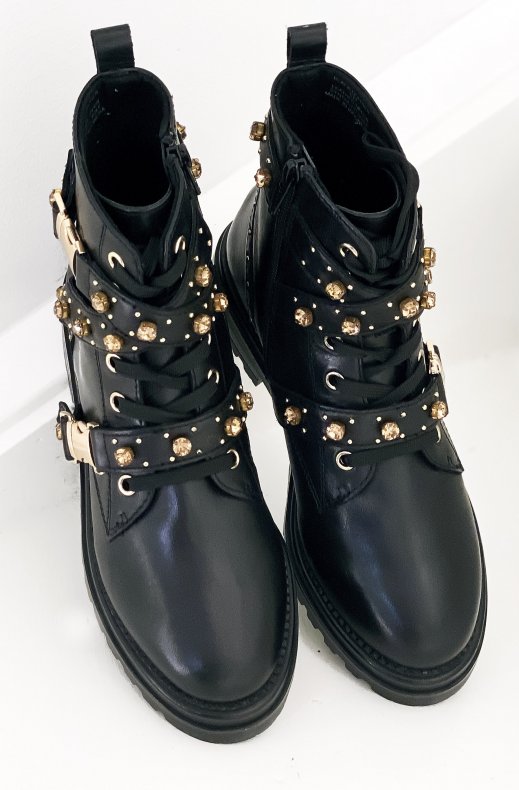 STEVE MADDEN – INDRA BOOTS BLACK GOLD