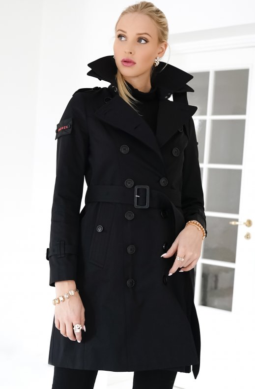 TRENCH LONDON – THE QUEEN CLASSIC TRENCH BLACK/BLACK/HOTPINK