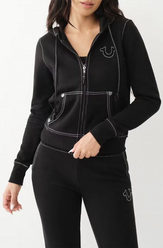True Religion - Big T Classic Zip Hoodie Jet Black