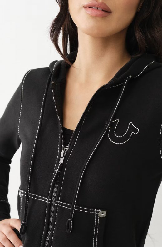 True Religion - Big T Classic Zip Hoodie Jet Black