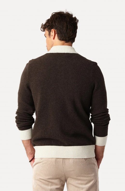 Less Worries - Two Tone Cardigan - Nougat/Offwhite