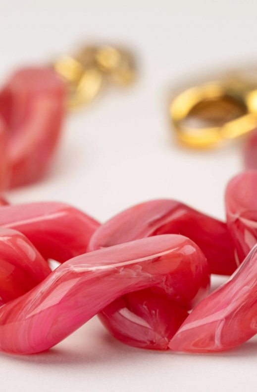 Vanessa Baroni - Flat Chain Bracelet - Pink Marble