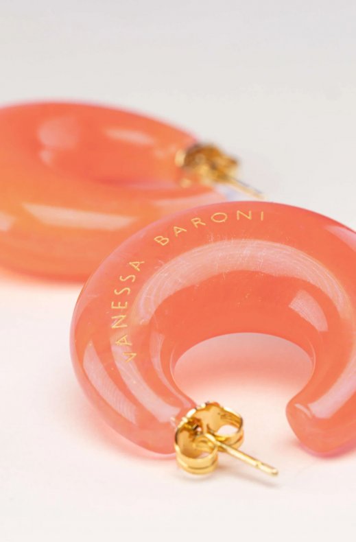 Vanessa Baroni - Moon Earring - Campari Orange