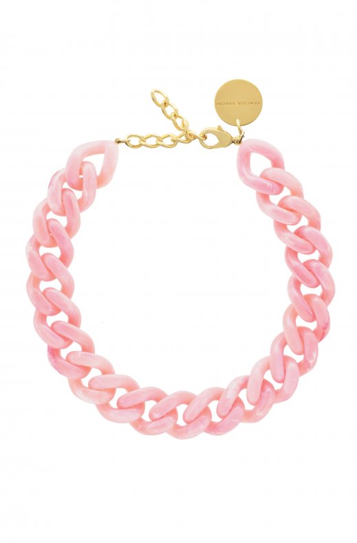 Vanessa Baroni - Big flat chain necklace - Neon Pink Marble