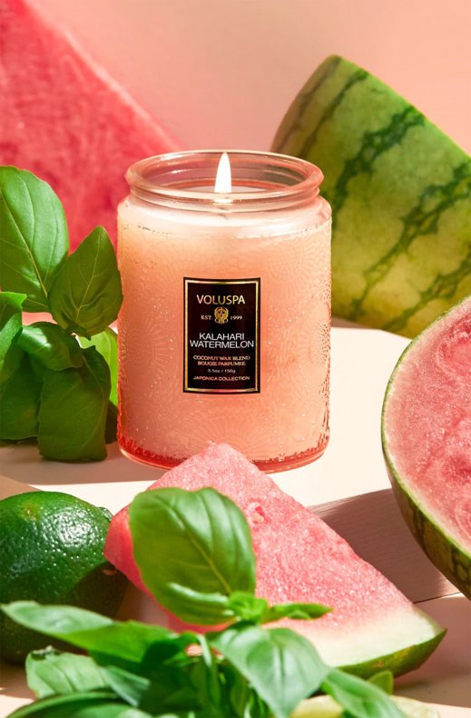 Voluspa - Kalahari Watermelon Large Glass Jar with Metallic Lid