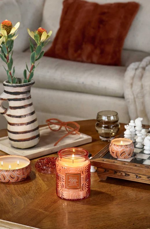 Voluspa - Large Glass with glass lid 55312 - Spiced Pumpkin Latte