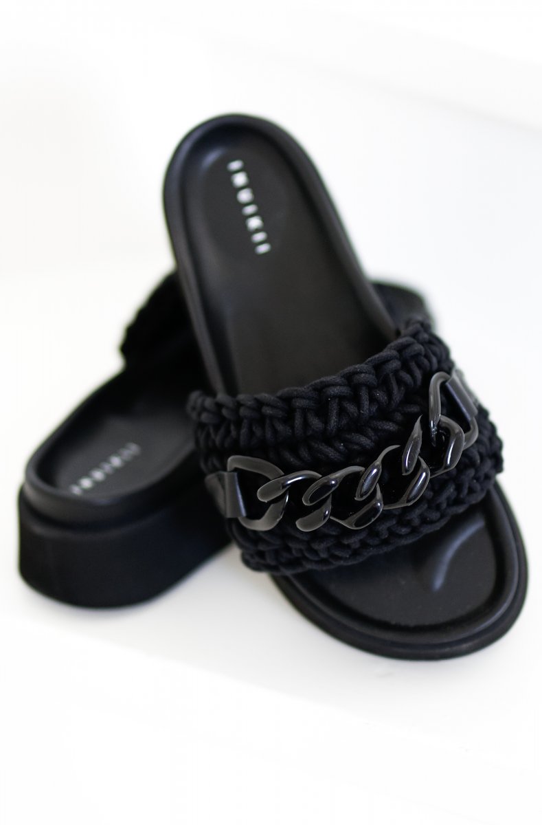 Inuikii - Woven chain Platform - Black - SHOES - WOMEN