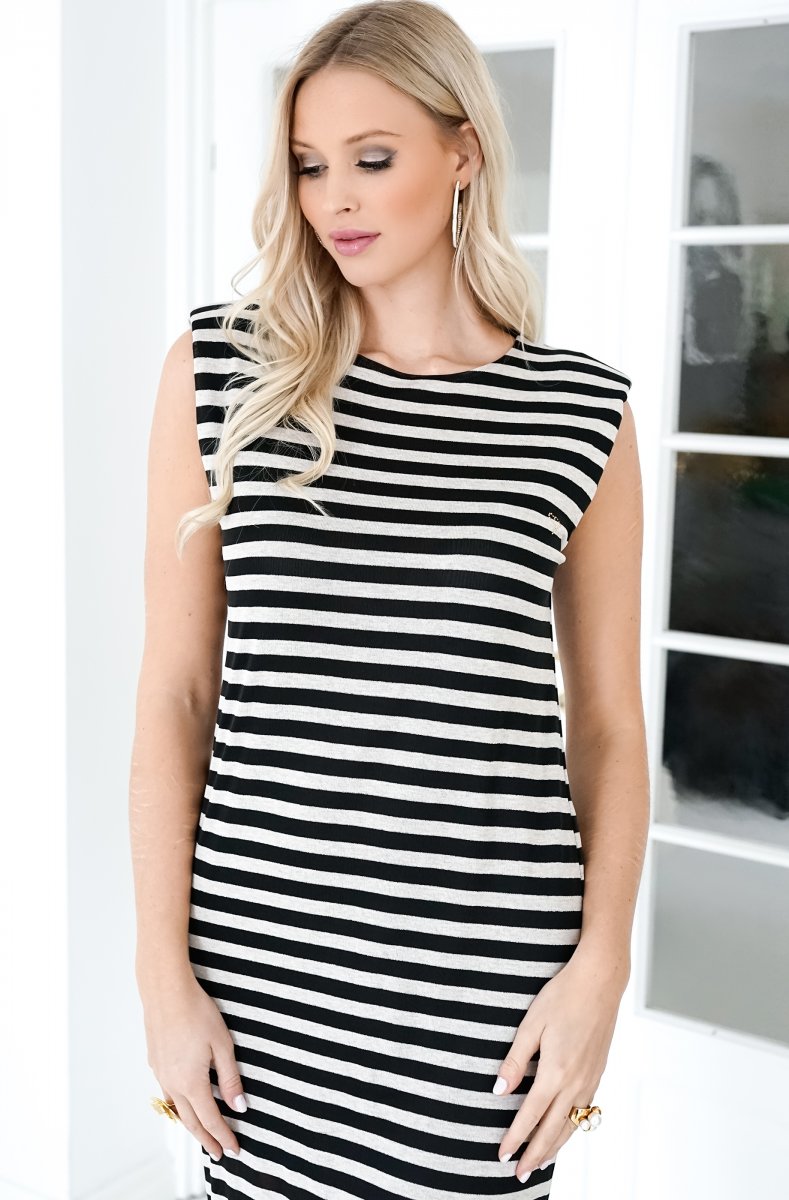 Lola Casademunt - 22365014 - Striped Dress black gold