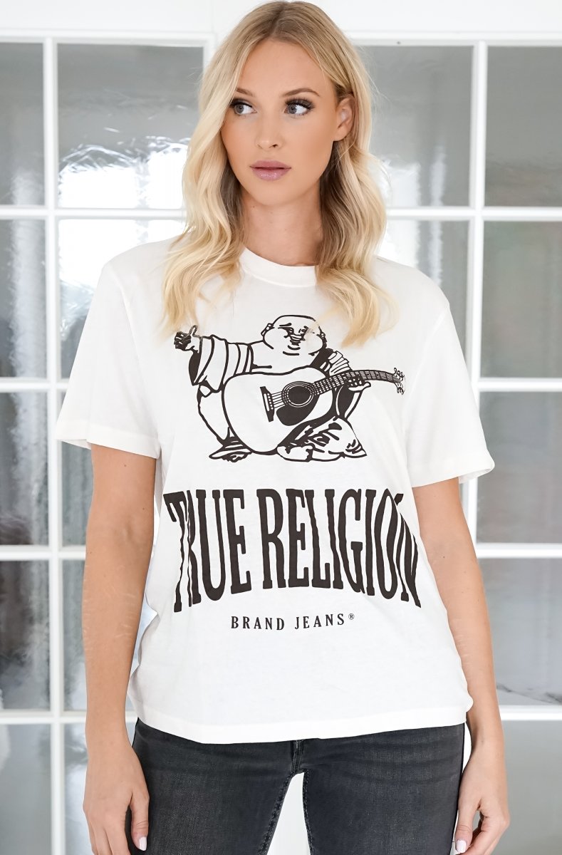 True Religion - Crackle Vintage Tee - Winter White - WOMEN